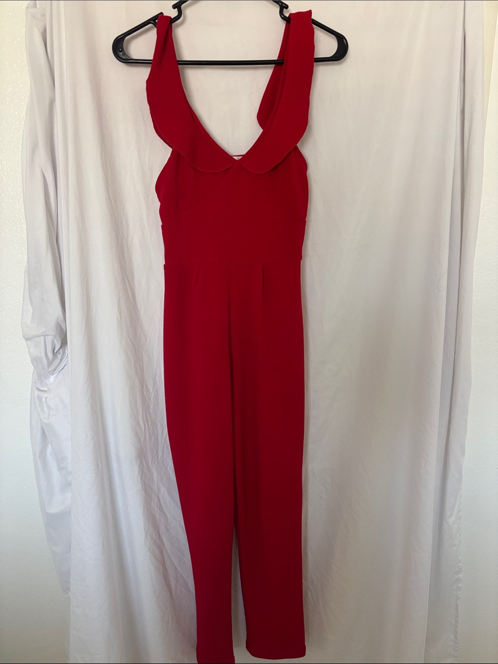 Classic Red Sleeveless Wide-Strap Jumpsuit